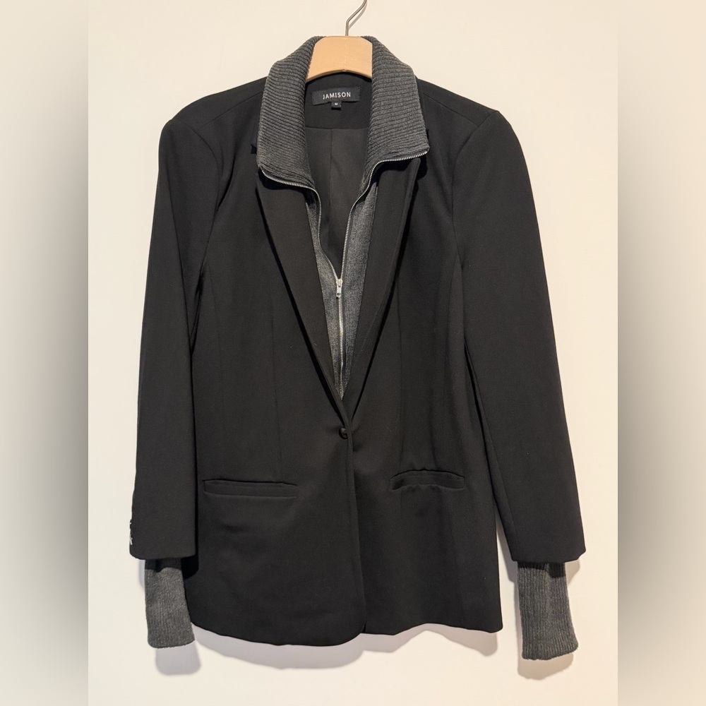 Jamison Black Women's Blazer with Gray Accents